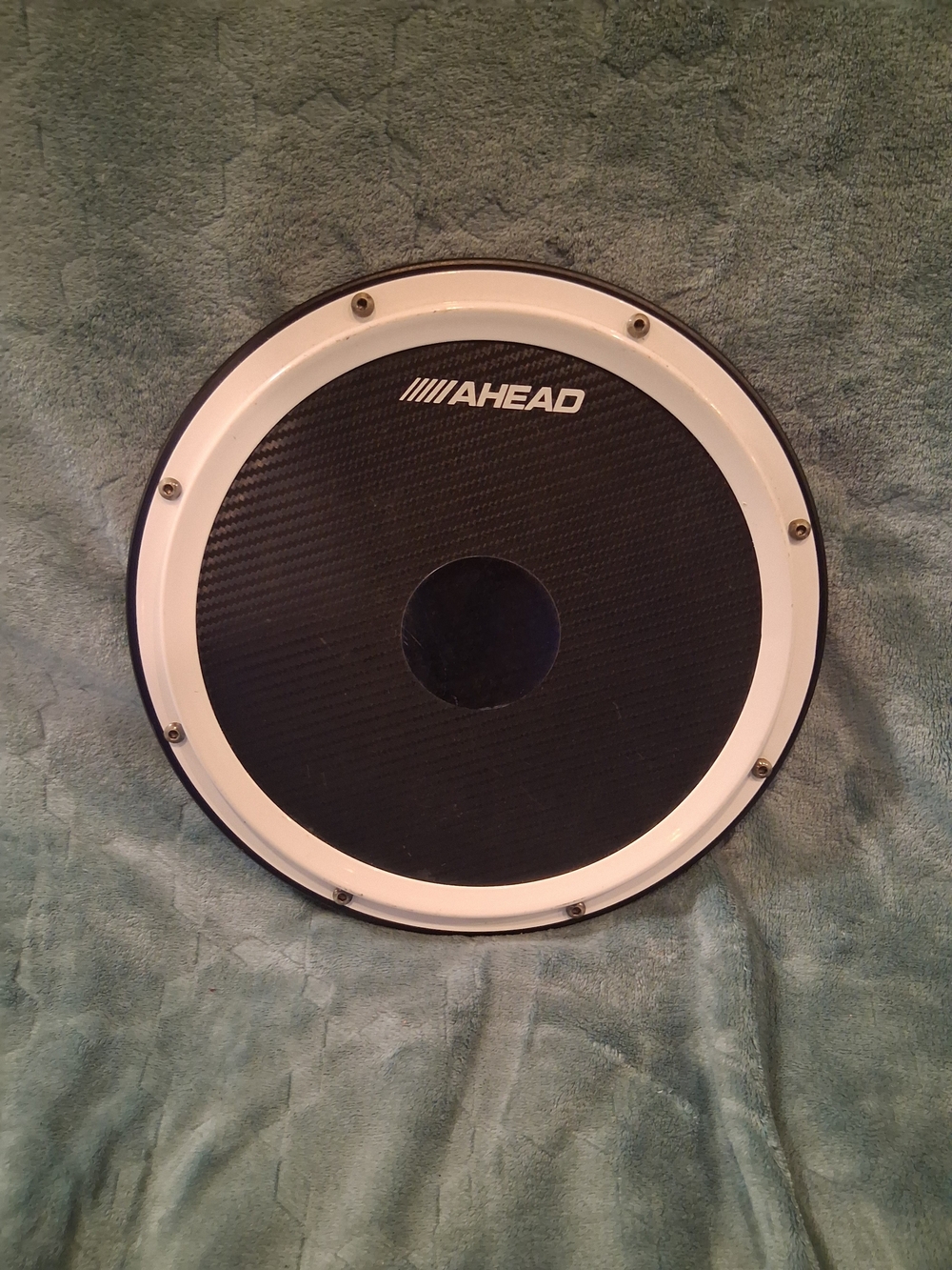 Ahead S-Hoop Marching Practice Pad with Snare Sound Black Carbon Fiber 14 in.